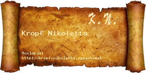 Kropf Nikoletta névjegykártya